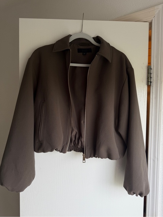 Zara Jackets & Blazers - Zara Cropped Bomber Jacket in Deep Brown